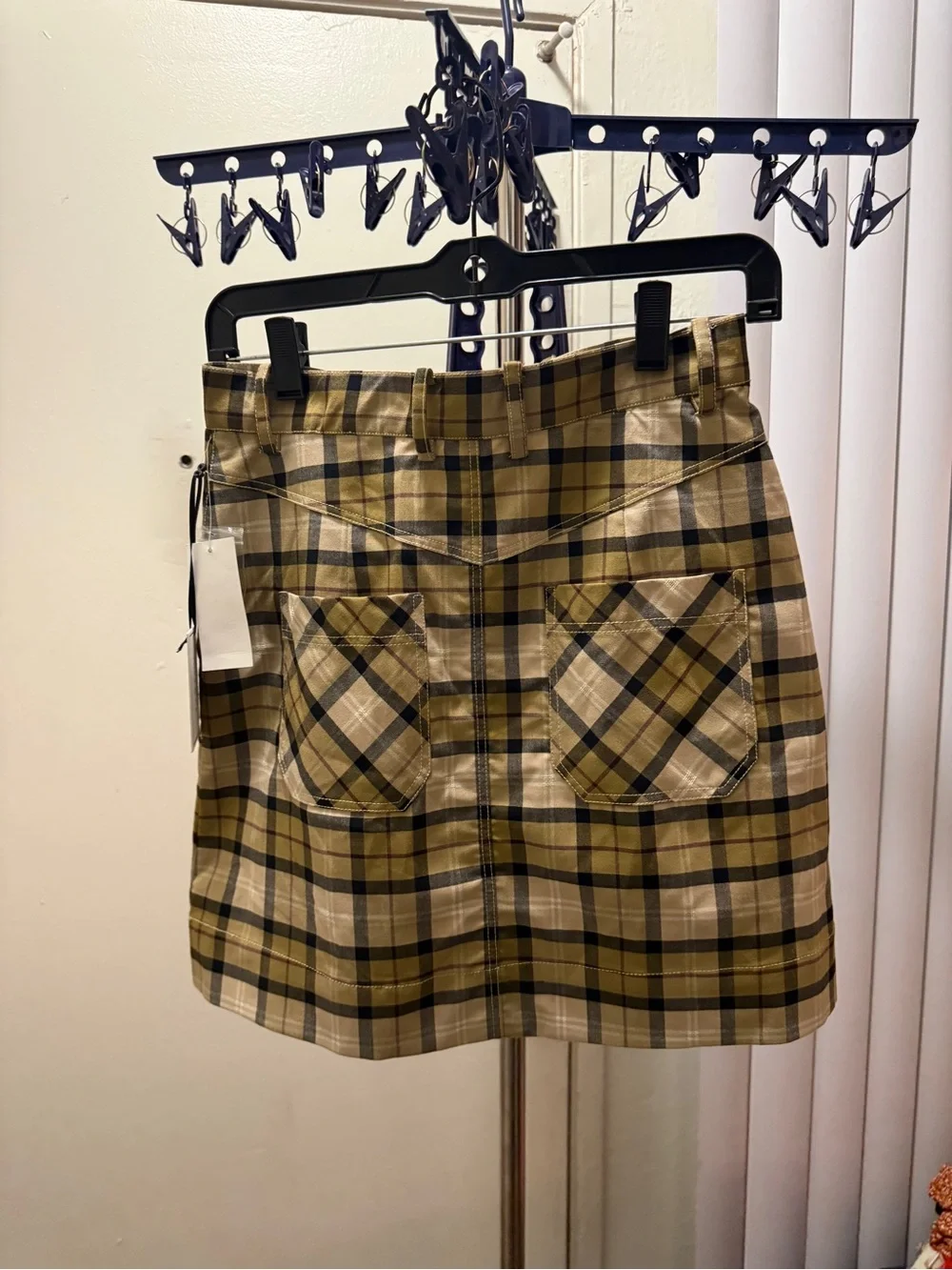 1. State Tan Beige  Plaid Mini Skirt Size 0